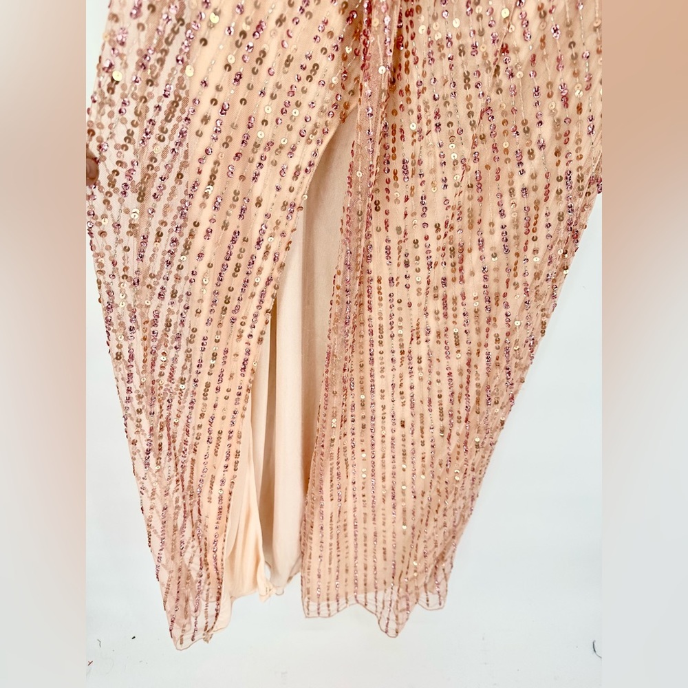 Mac Duggal | NWT Women’s 18 Apricot 5622 Sequin One Shoulder Evening Gown Prom - Picture 7 of 9